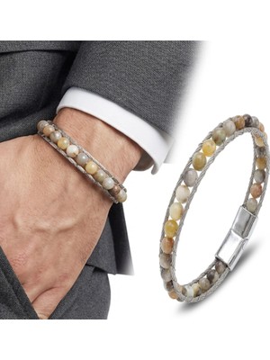 Moncuk Design Çelik Halat ve Yemen Akik Doğaltaş Bileklik 33512B2DH10