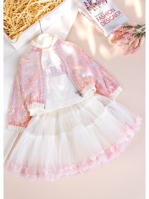 Babymod Payetli Tütü Etekli 3'lü Kız Çocuk Takım Set