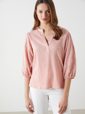 Lc Waikiki Yeni Sezon Kaçık Yaka Nakışlı Kadın Bluz