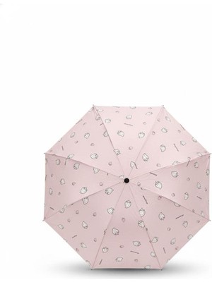 PremiumPort Sevimli Çilek Baskılı Pratik ve Kompakt Yağmur Şemsiyesi