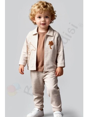 Bebek Vadisi Zürafalı Ceketli Tişörtlü Pantolonlu Erkek Bebek Çocuk Alt Ust 3 Lü Takım Kıyafetleri Bayramlık