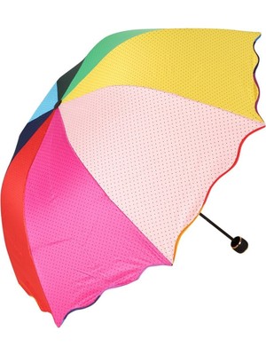 PremiumPort Renkli Gökkuşağı Şemsiye, Şık ve Hafif, Yağmurda Stilinizle Parlayın