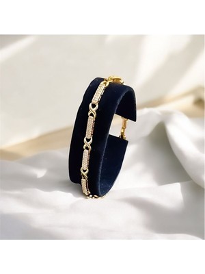 Normadia 18K Zirkon Taşlı x Tasarımlı Paslanmaz Çelik Bileklik, Şıklık ve Zarafet