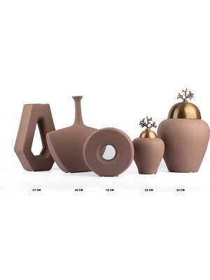 NuN Studio Seramik Beşli Vazo Seti Kahverengi