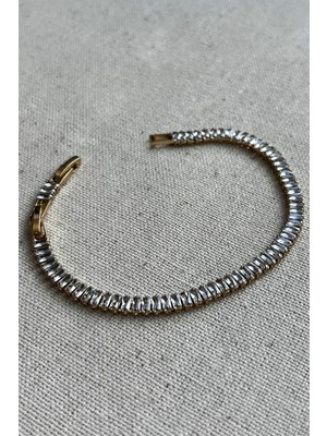 Normadia 19 cm Çelik Beyaz Taşlı Kadın Bileklik, Şık ve Dayanıklı Tasarım