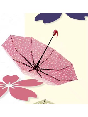 PremiumPort Çiçek Desenli Lüx Yarı Otomatik Kadın Şemsiye