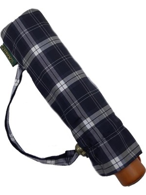 PremiumPort April Bayan Otomatik Şemsiye, 90 cm Çap, Çanta Boy, Lacivert ve Yeşil Ekose