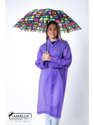 PremiumPort Renkli Kedi Desenli 8 Telli Rüzgar Dayanıklı Şemsiye