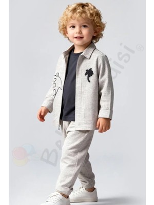 Bebek Vadisi Zürafalı Ceketli Tişörtlü Pantolonlu Erkek Bebek Çocuk Alt Ust 3 Lü Takım Kıyafetleri Bayramlık