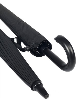 PremiumPort Siyah Desenli Baston, Fiber Tel ve Hakiki Deri Saplı, Premium Kalite