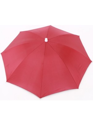 PremiumPort Kafa Takılan Şemsiye Gölgelik Plaj Yazlık Kırmızı