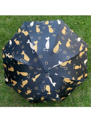 PremiumPort Altın Renkli Kedi ve Yarasa Şekilli Şemsiye, Şık ve Kullanışlı Tasarım