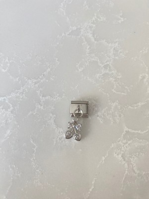 Normadia Parlak Paslanmaz Çelik Kiraz Taşlı Bileklik, Şık Charm Italyan Tasarımı