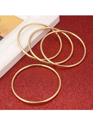 Normadia Paslanmaz Çelik Gold Renk Altın Kaplama Kalın Bileklik, Şık ve Dayanıklı