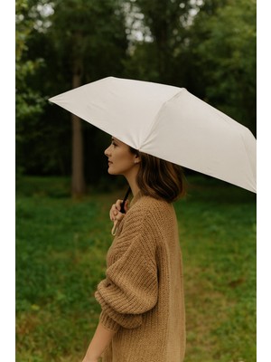 PremiumPort Şemsiye Çanta Boy Uv 50 Kapsül Düz Renk Krem ve Taş Rengi 50 cm