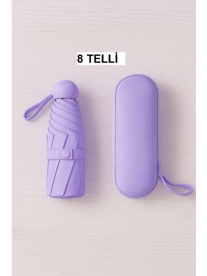 PremiumPort 8 Tellili Mor Kapsüllü Büyük Boy Şemsiye - Şık ve Dayanıklı Tasarım