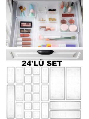 24'lü Dolap Içi Takı ve Makyaj Organizer Seti, Düzenleyici Çekmece Içi