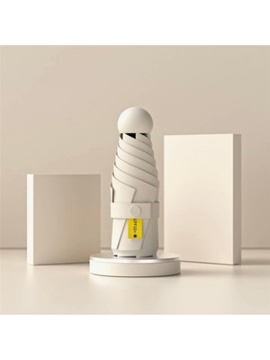 PremiumPort Krem Renkli Minimalist Kapsül Şemsiye, Özel Kılıfı ile Şık ve Pratik