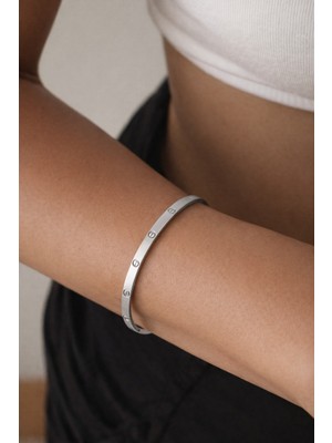 Normadia Çelik Silver Klasik Tiny Kelepçe 3mm, Parlak ve Dayanıklı Takı