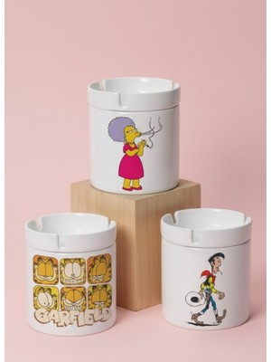 Sartre Art Garfield & Simpsons Rüyası 3'lü Kapaklı Kokusuz Küllük Seti