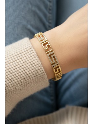 Normadia Şık 17+2 cm 14K Taşlı Grek Kadın Bileklik, Zarif ve Dayanıklı Tasarım