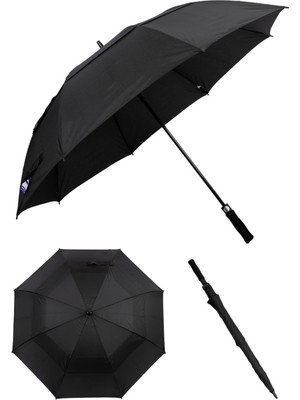 PremiumPort Şemsiye, Düz Sap, Rüzgar Koruma, Fiber Tel, 1. Sınıf Kalite