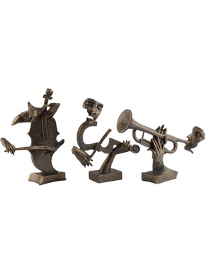 NuN Studio Üçlü Müzisyen Biblo Füme