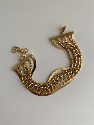 Normadia Şık Çelik Gold 5 Sıra Zincir Cayenne Bileklik, Parlak ve Dayanıklı Tasarım