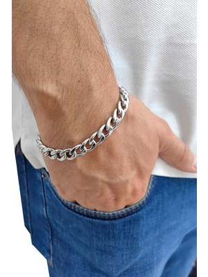 Normadia Gri 9 mm Çelik Erkek Bileklik, Şık ve Dayanıklı Tasarım