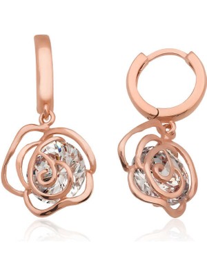 925 Ayar Gümüş Sallantılı Gül Küpe EA1160200 (72)