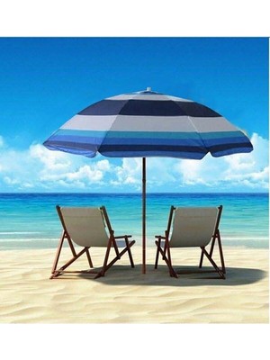 PremiumPort Katlanabilir Mavi-Beyaz 180CM Güneş Şemsiyesi, Plaj ve Bahçe Kullanımı