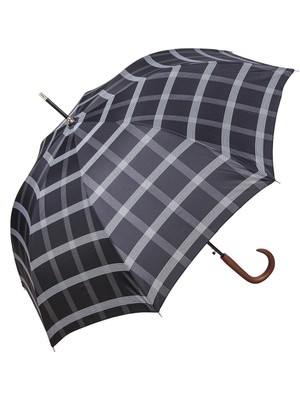 PremiumPort Kadın Uzun Ekose Siyah Şemsiye, Şık ve Koruyucu Tasarım