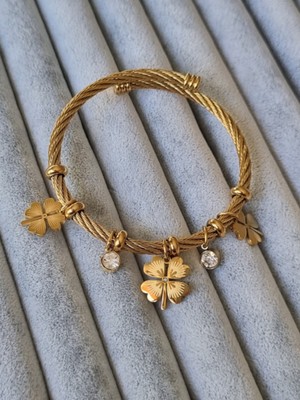 Normadia Kadın Charm Halat Model Gold Renk Çelik Bilezik 316L Ayar Bileklik