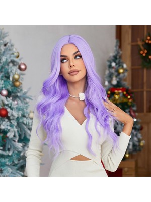 Pazarcan Su Dalgalı Açık Mor Tül Peruk