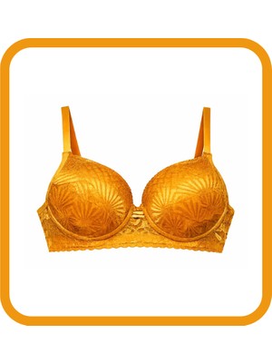 Zarvia Desenli Destekli Dolgulu Sütyen Turuncu