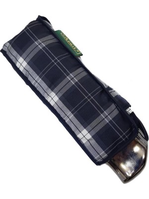 PremiumPort Mini Bayan Şemsiye, 90 cm Çap, Manuel Açılır-Kapanır, Vizon Ekose