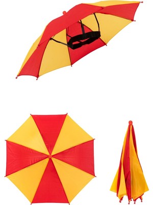 PremiumPort Renkli Kafa Takılan Şemsiye, Plaj ve Yaz Tatili Için Güneş Koruyucu