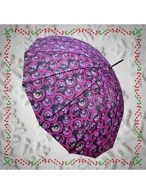 Rubenis Şemsiye, 16 Telli, Baston Saplı, Otomatik Açılır, Şık ve Dayanıklı