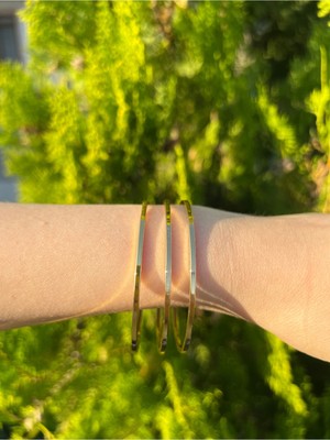 Normadia Şık 3'lü Çelik Bilezik, Düz Tasarım, 20 Cm, Sevgililer Günü Hediye