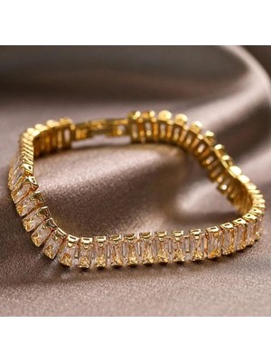 Normadia Şık Zirkon Taşlı 14 Ayar Altın Kaplama Bileklik
