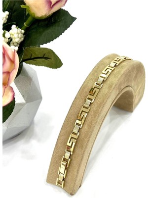 Normadia Şık Çelik Bileklik, 14K Gold Kaplama, 16+2cm, Zarif ve Modern Tasarım