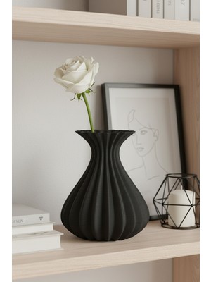 Oalpo Vazo Modern Estetik 3D Baskı, Dekoratif, Bohem Siyah
