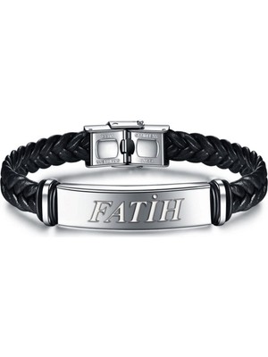 Normadia Kişiye Özel Yazılı Deri Erkek Bileklik, Şık ve Modern Tasarım