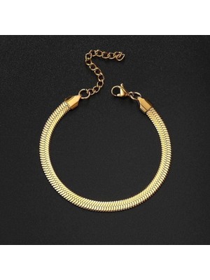 Normadia Şık Çelik Italyan Ezme Bileklik, Gold Renk, Hediye Paketi