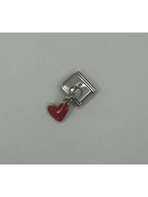 Normadia Kırmızı Kalp Figürlü Çelik Silver Charm, Şık ve Zarif Takı Aksesuarı