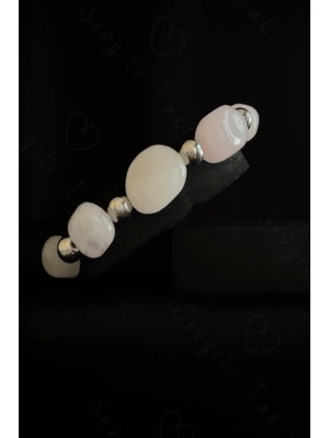 Normadia Enerjik ve Şık Pembe Kuvars Doğal Taşlı Bileklik, Zarif Tasarım