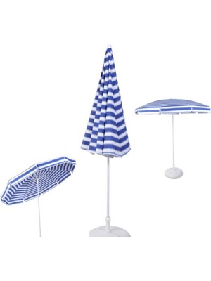 PremiumPort Mavi Beyaz Plaj Şemsiyesi 2 Metre, Şık ve Dayanıklı Koruma