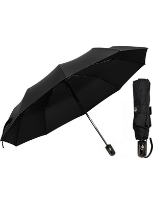 PremiumPort Siyah Otomatik Şemsiye, Nikel Telli, Rüzgar Dayanıklı, Lüks ve Kaliteli