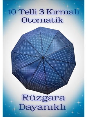 Rubenis Renkli 10 Telli Otomatik Açılır Kırmalı Yağmur Şemsiyesi