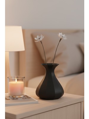 Oalpo Vazo Modern Estetik 3D Baskı, Dekoratif, Bohem Siyah